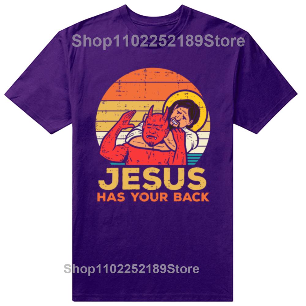 Men Clothing Jesus Has Your Back Jiu Jitsu Vintage Christian Short-sleeve Tops Male Kawaii Clothing Oversized T Shirt Hombre
