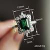 Emerald Square Princess Ring, Stylish Engagement Ring, Crown Floral Jewelry