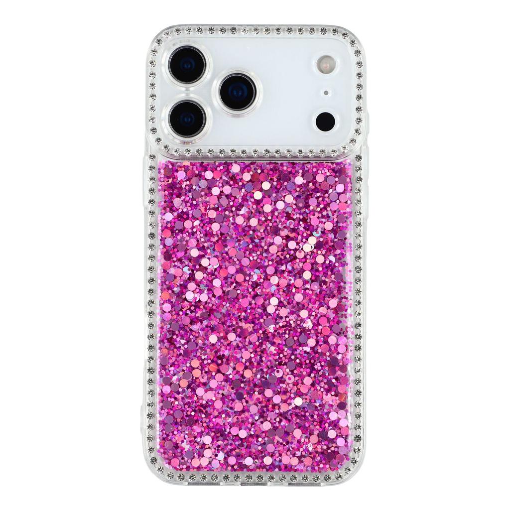 For iPhone 17 Pro Case Rhinestone Edge Glitter Epoxy TPU Phone Cover