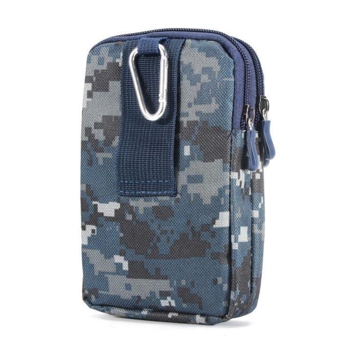Étui Camouflage Housse Ceinture Multi-usages Armée Militaire Navale Pour Cubot King Kong CS (2020) > Bleu (17.5 X 10 Cm)