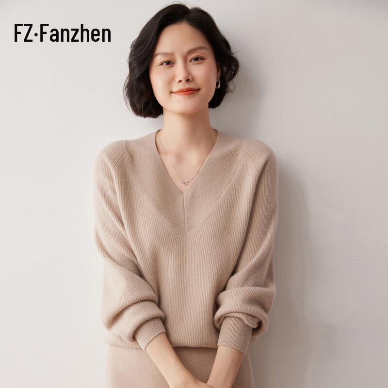 

Fanzhen Women s V-Neck Cashmere Blend Loose Sweater XL