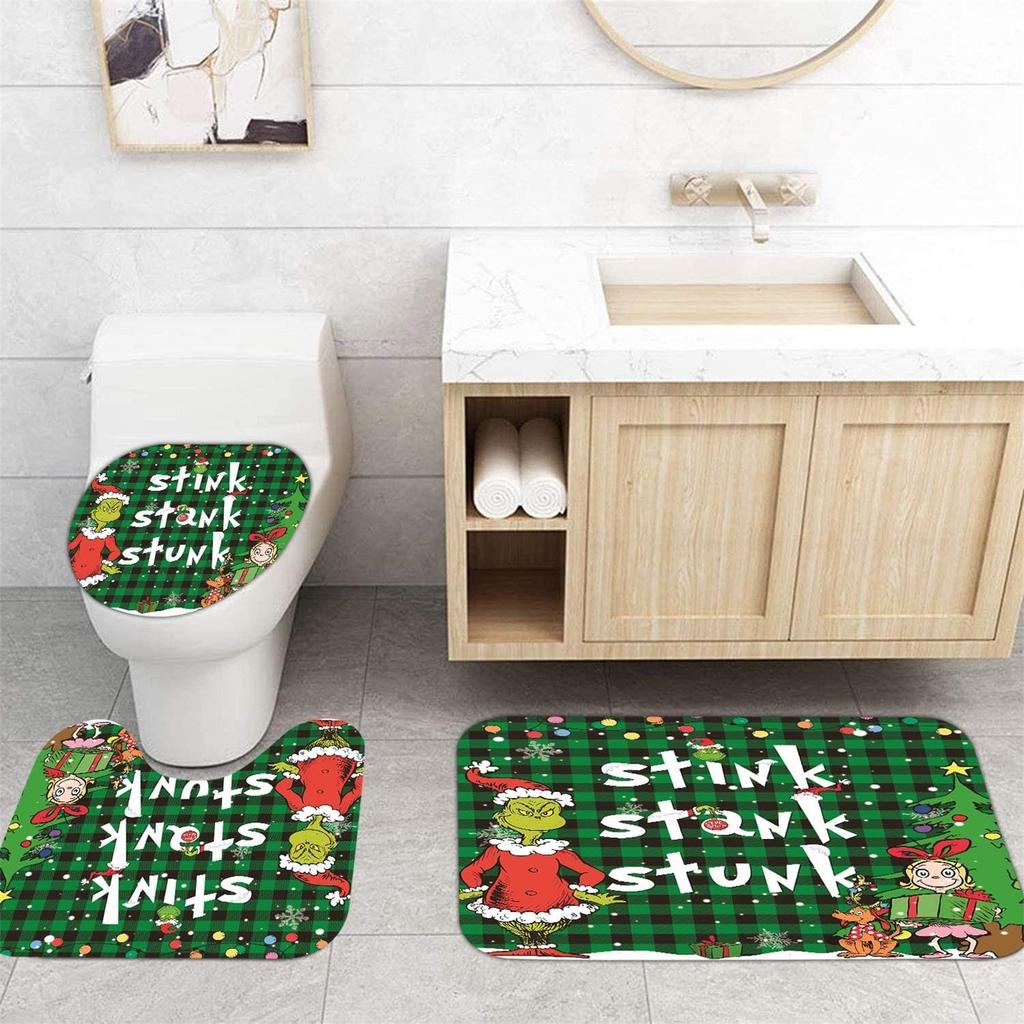 Digital Print Polyester Waterproof Shower Curtain Set Of Four - Gothic  Bathroom Decor And Matching Accessories