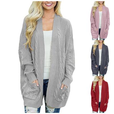 Women Long Knit Cardigan Open Front Sweater Coat with Side Slits Cable Knit Design Soft Comfortable Fit