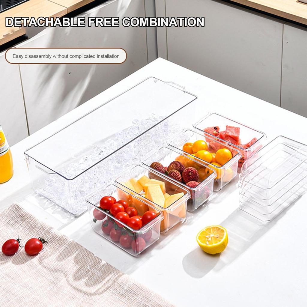 New Ice Chilled Condiment Caddy Serving Tray with Removable 5 Containers for Bar Accessories Fruit Salad Taco Party Garnish