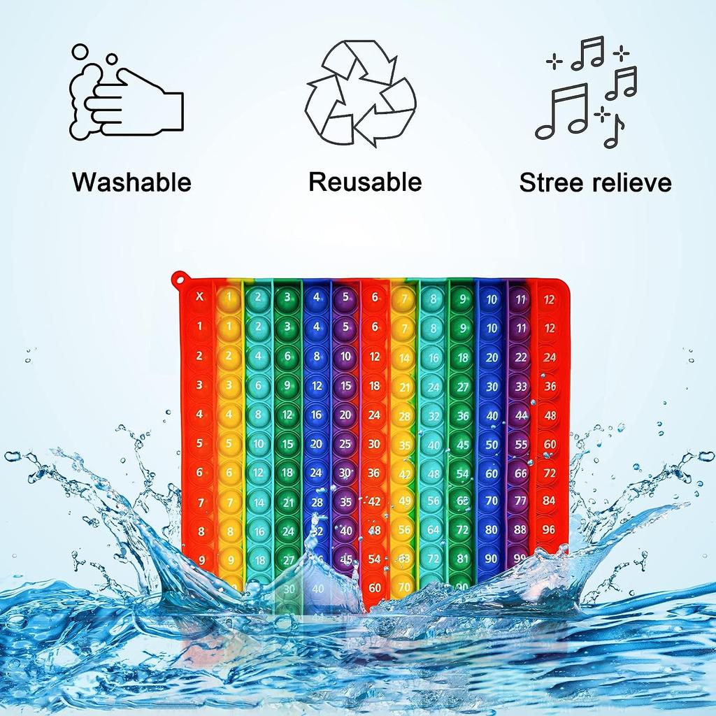 1-12 Multiplication Addition Push Its Bubble Fidget Sensory Pop Toys, Silicone Rainbow Teaching Aids, Math Toys