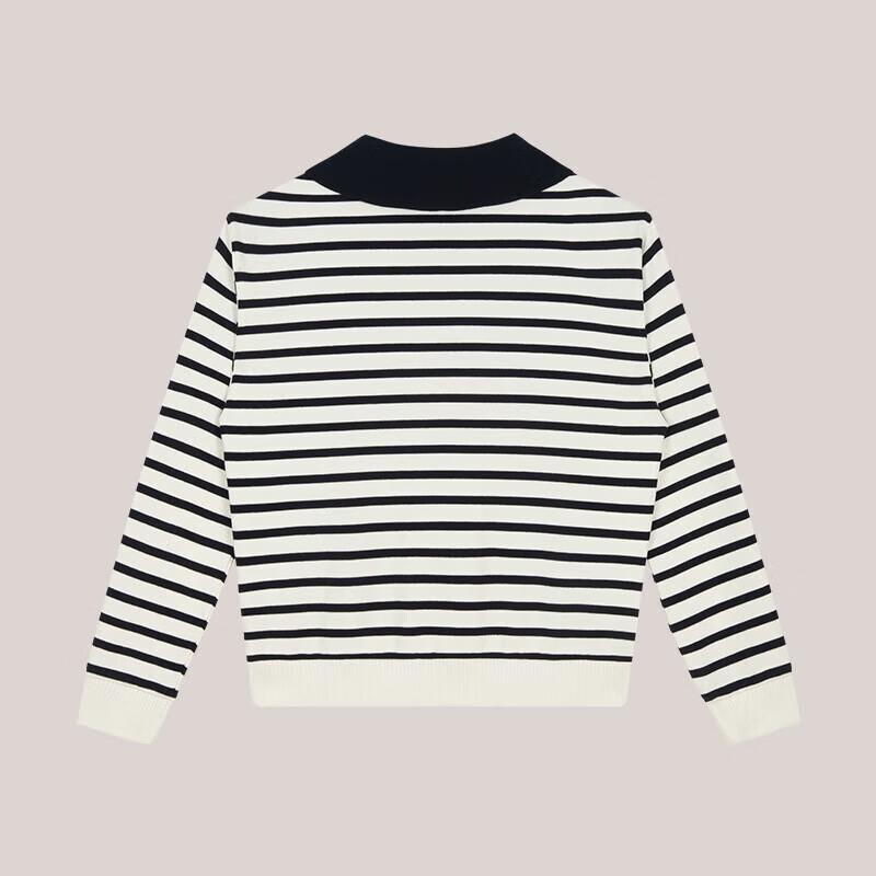 HAZZYS Women's Striped Polo Collar Sweatshirt