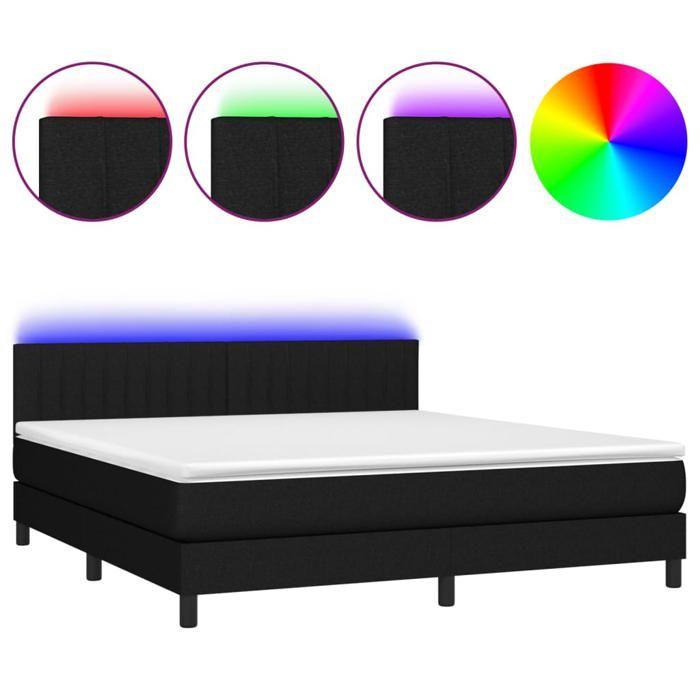 VidaXL Bed Slatted Base with Mattress and LEDs, Upholstered Bed, Double Bed, Adult Bed for Interior Bedroom, 3133327