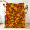 280gsm Autumn Harvest Throw Blanket, Warm Fleece Sofa Cover with Pumpkin Maple Leaf Acorn Pattern, Orange Brown Fall Decor for Couch Bed Living Room B