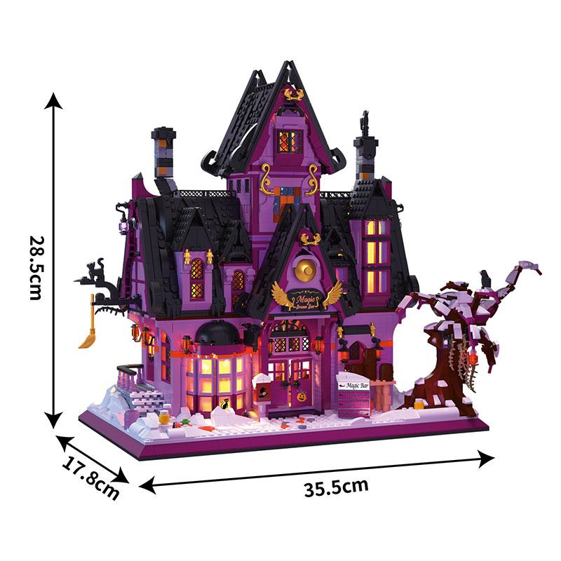 New Halloween Series Building Blocks Witch Bar Magic Shop Laboratory Small Particle Assembly Toy Model Festival Decoration Gift