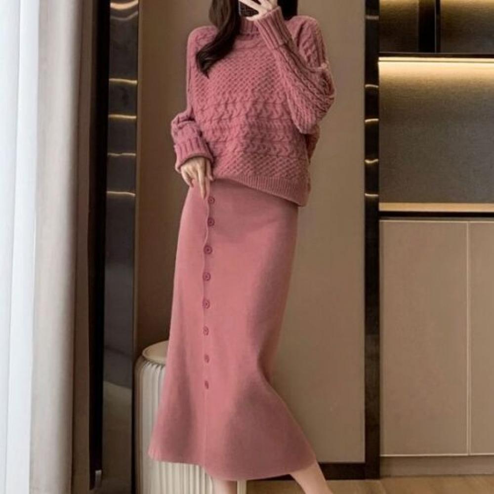Rellawear Knit Top Skirt Set Mq241216