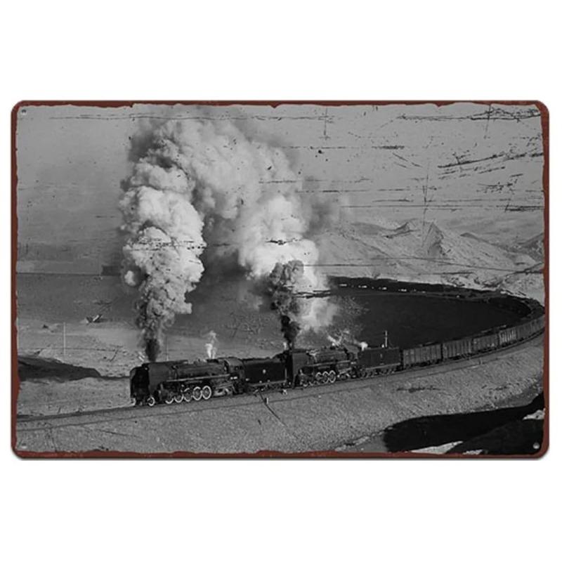 Vintage Metal Tin Poster Train Retro Metal Tin Signs Posters Plate Wall Decor for Bar Restaurant Cafe Clubs Retro Plaque