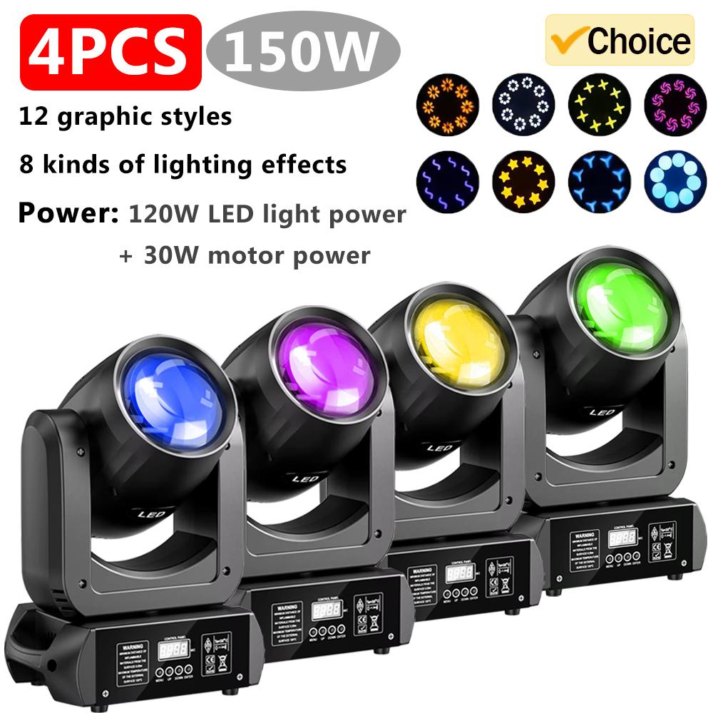 1/2/4PCS 150W 8*8 Pattern Moving Head Stage Lights DJ Party Disco Home Ambience Lamp DMX 512 12 Channel Professional Stage Light