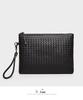 Men's Woven Leather Clutch Wallet - Large Capacity Soft Handbag & Phone Holder