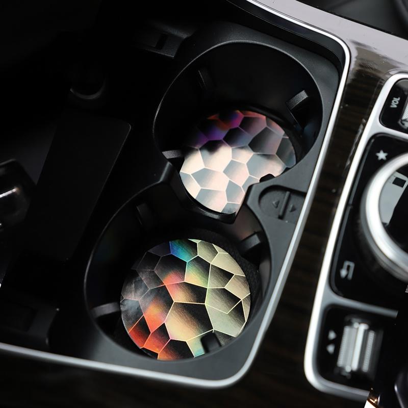 2 Pcs Car Cup Holder Aurora Coasters Set Dust-absorbing Auto Car Cup Holder Soft Rubber for Women
