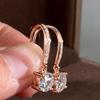Women's Cross Zircon Four-Claw Round White Diamond Stud Earrings with Ear Hooks and Cuffs