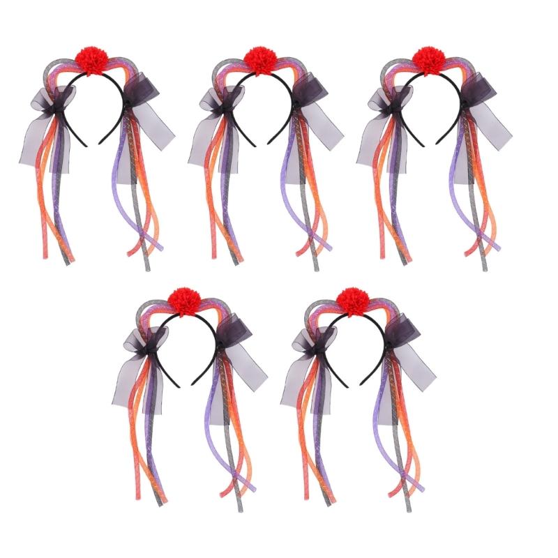 

5Pcs Cats Ears Hair Hoop for Halloween Festivities Adjustable Size Headbands Comfortable Hairband Party Ornament