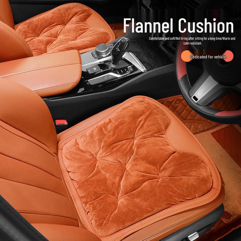 Plush Car Seat Cushion with Backrest - Thickened for Autumn/Winter Warmth