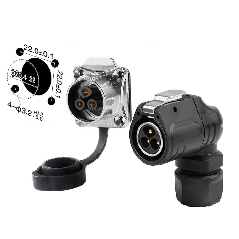 LP-20 2-4 Pin 90 Degree Waterproof Connector Quick Connection For Industrial Applications Automotive Equipment