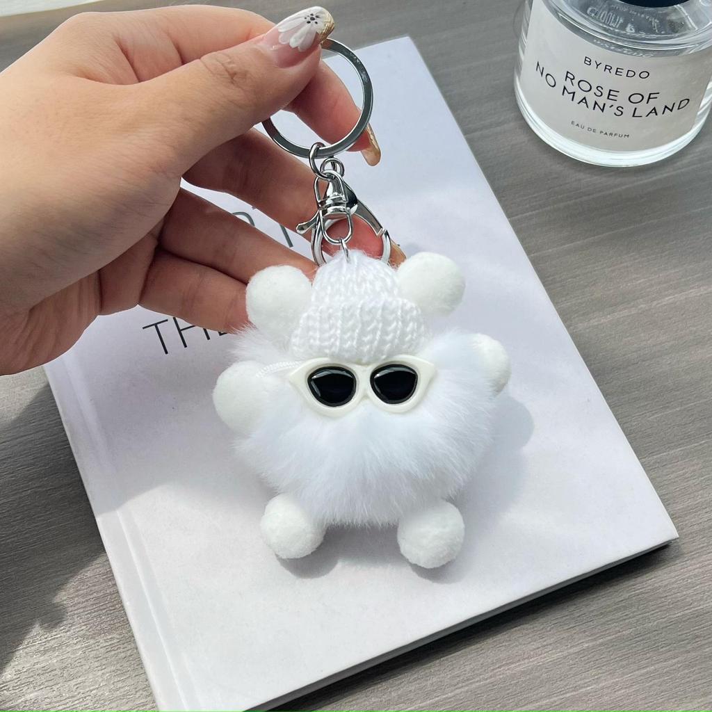 Cute Imitation Rex Rabbit with Long Legs and Small Briquettes Car Keychain Pendant Plush Bag Pendant Gift Doll Doll
