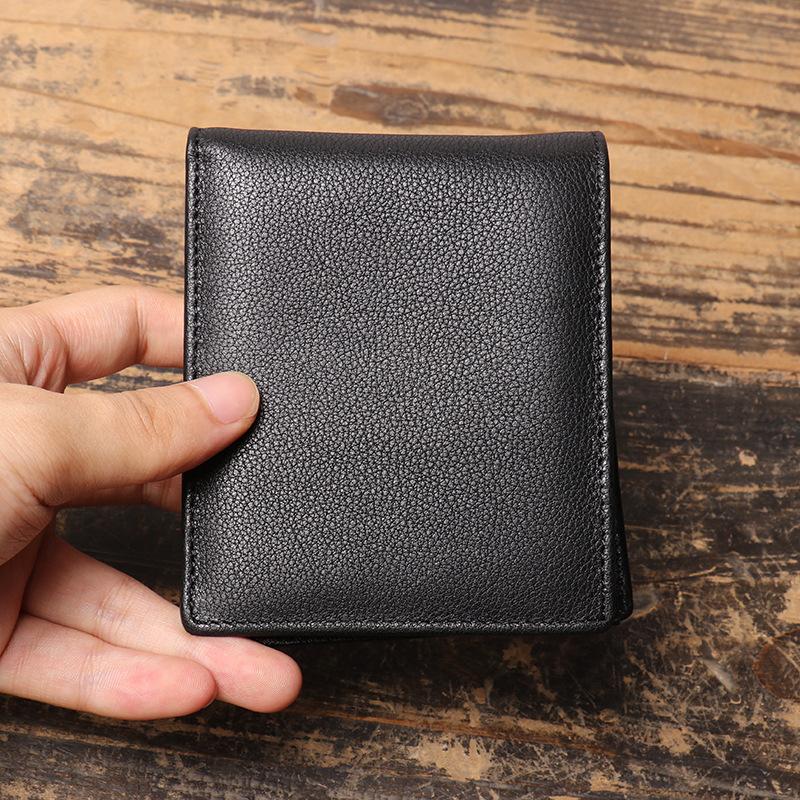 Retro Men'S Mad Horse Leather Short Wallet, Genuine Leather Multi-Card Card Bag, Women Can Make Rfid Wallet Change Bag