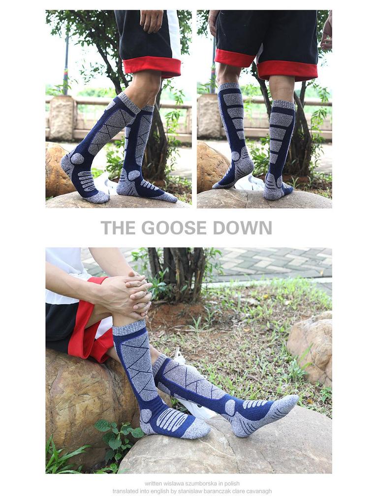 Men's Two Wolves Ski Socks - Thick, Warm, Odor-Resistant, Breathable, Sweat-Absorbent, Towel Bottom, Mountaineering Long Socks
