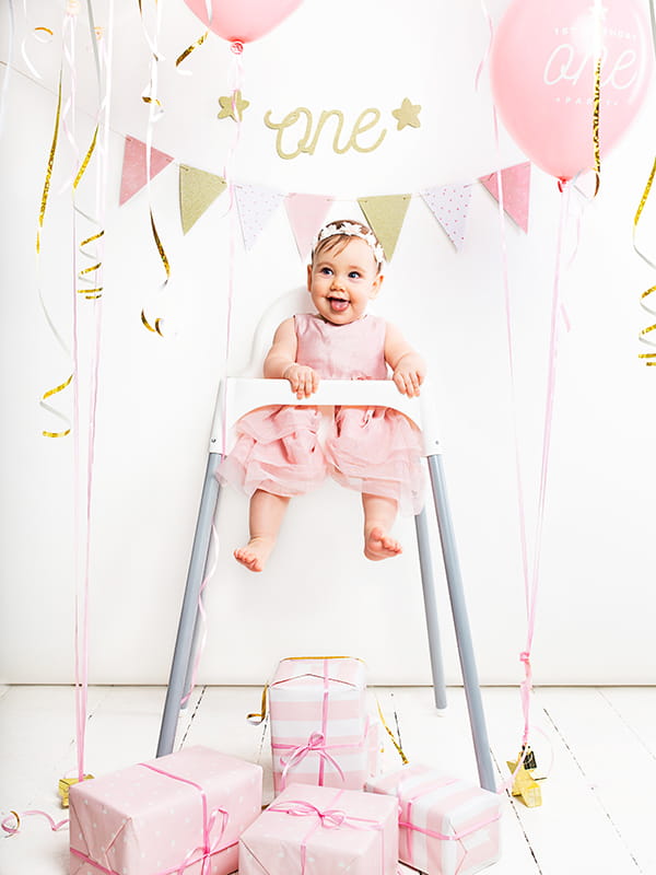 Partydeco Pink Gold Birthday Garland