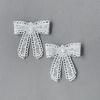 White Bead Embroidered Bow Decal Dress Decorative Accessories Cloth Sticker