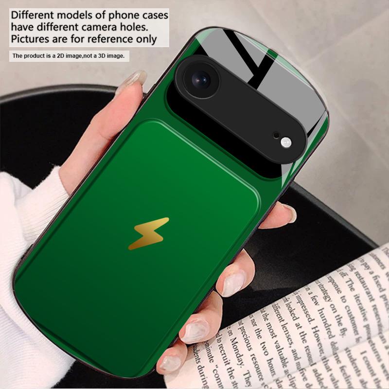 Gray background lightning For iPhone 17 16 15 14 13 Plus 12 mini 11 Pro Max XR Xs Max X 7 8 6S 22 20 Elliptical glass phone case