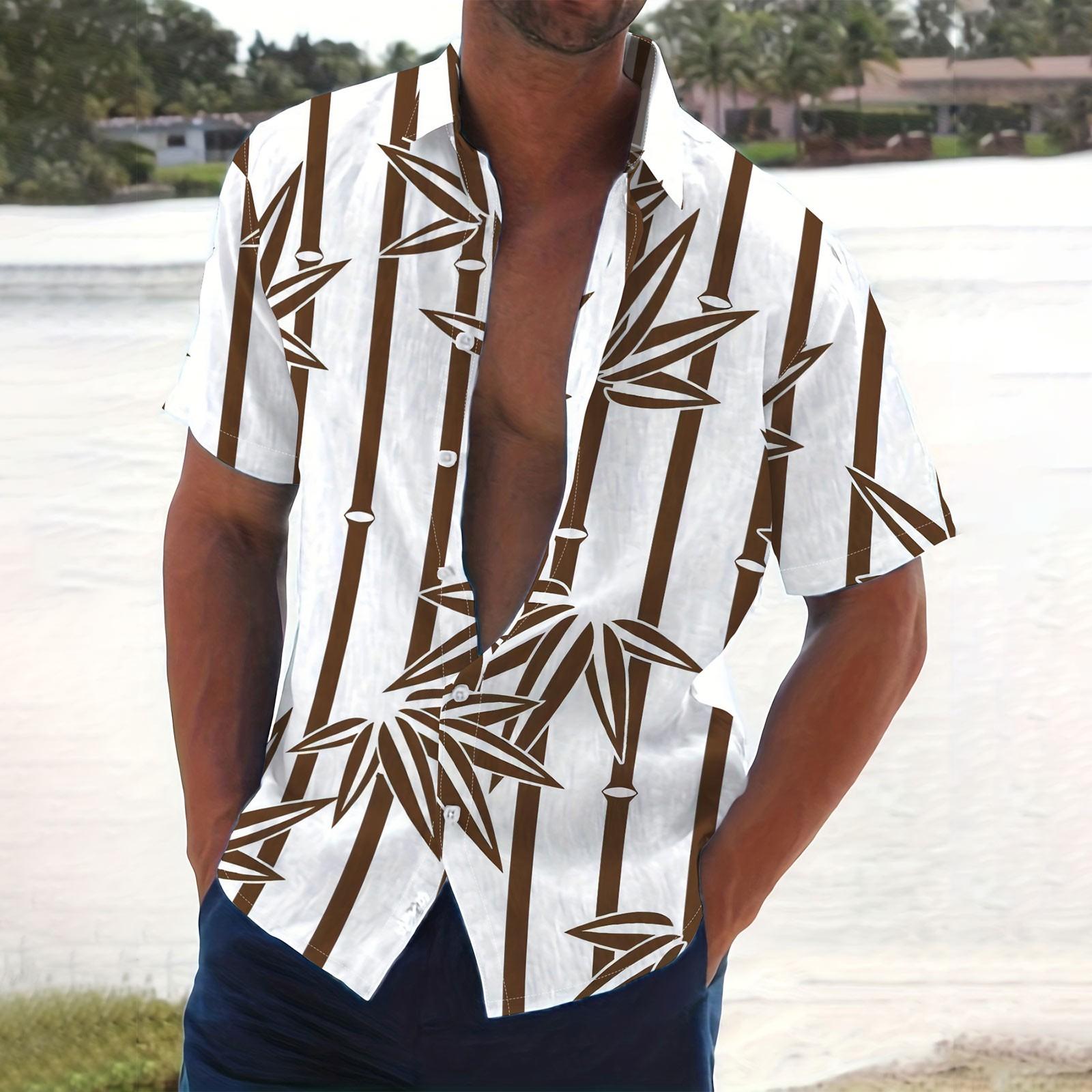 Мужская летняя новая свободная рубашка с коротким рукавом с принтом — фото 9