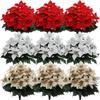 4 Fork Simulated Flowers Simulation Flowers Decor Elegant Artificial Poinsettia Bouquet with Green Leaves Uv Resistant for Home