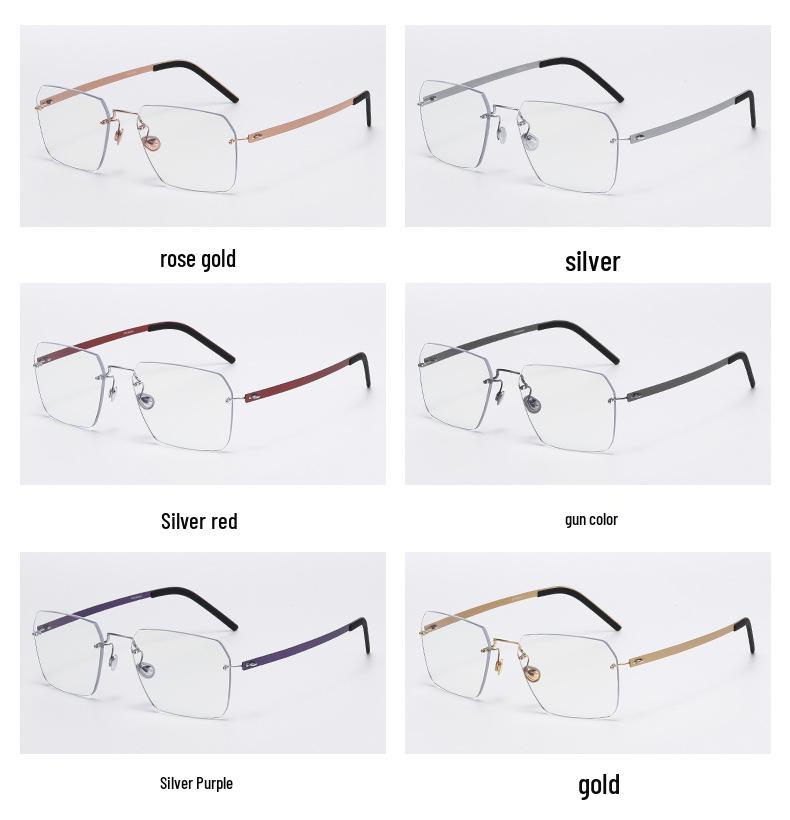 Men's Titanium Rimless Blue Light Blocking Glasses for Office and Business Use - Lightweight, Luxury, Fits Myopia Lenses, Unisex