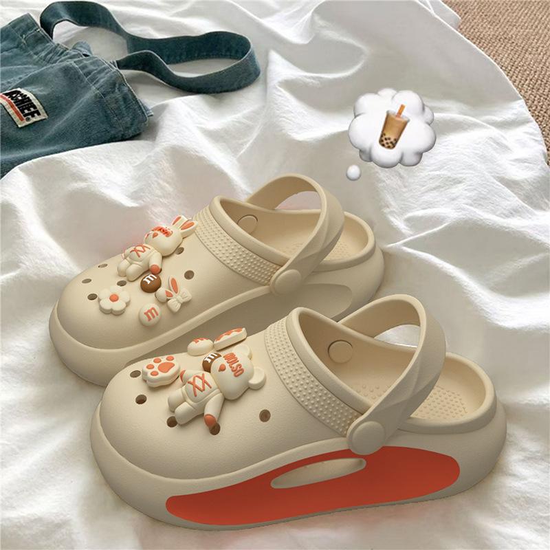 

Women s Cute Cartoon Clogs Thick Sole EVA Slippers With Charms 36-37 бежевый