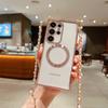 Crossbody Lanyard Soft Magnetic TPU Plating Shockproof Clear Phone Case Cover For Samsung S24 S23 S22 Ultra Plus S21 S20FE