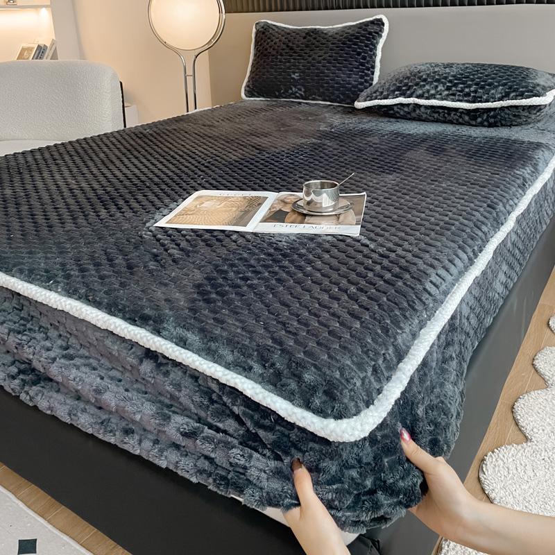 1ks Plain Bed Cover Teplé prostěradlo pro zimní fundas de colchón Elastické prostěradla Plyšové chrániče matrací(Žádný povlak na polštář)