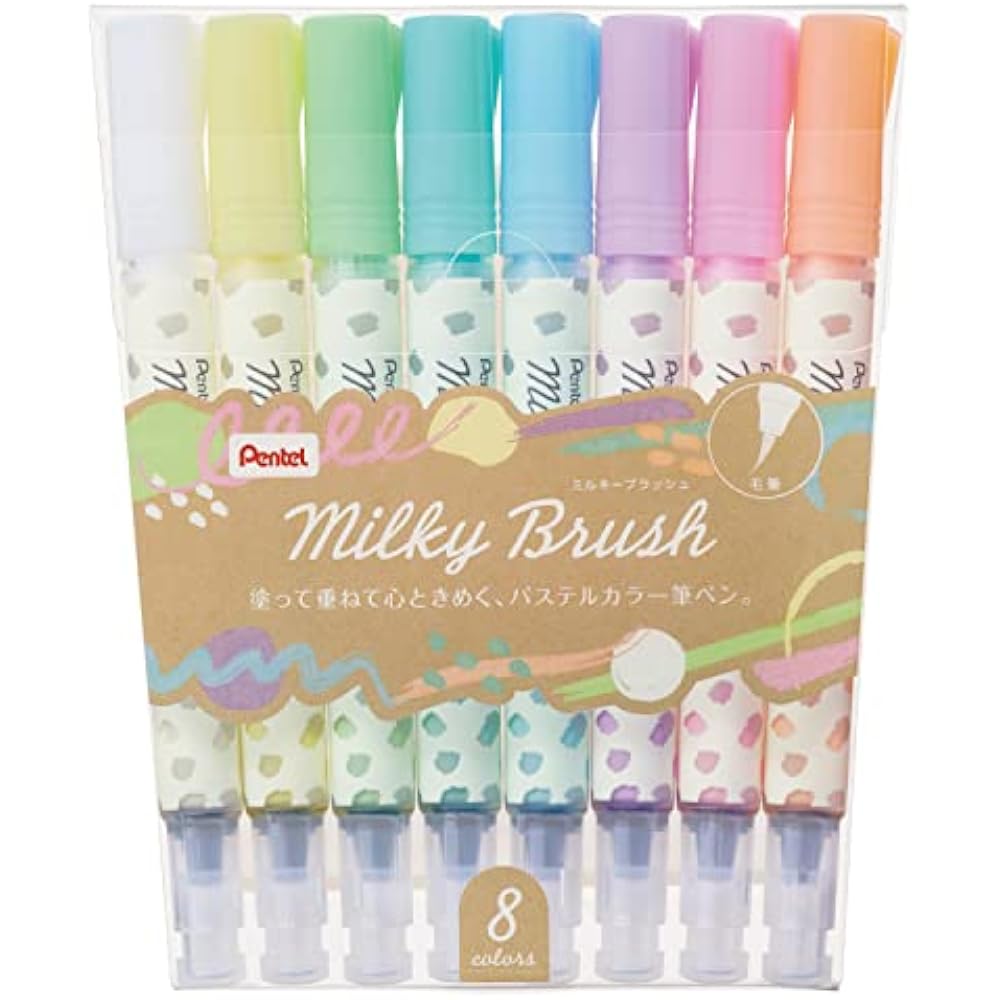 Pentel Color Brush Pen Milky Blush 8 Colors GFH-P8ST
