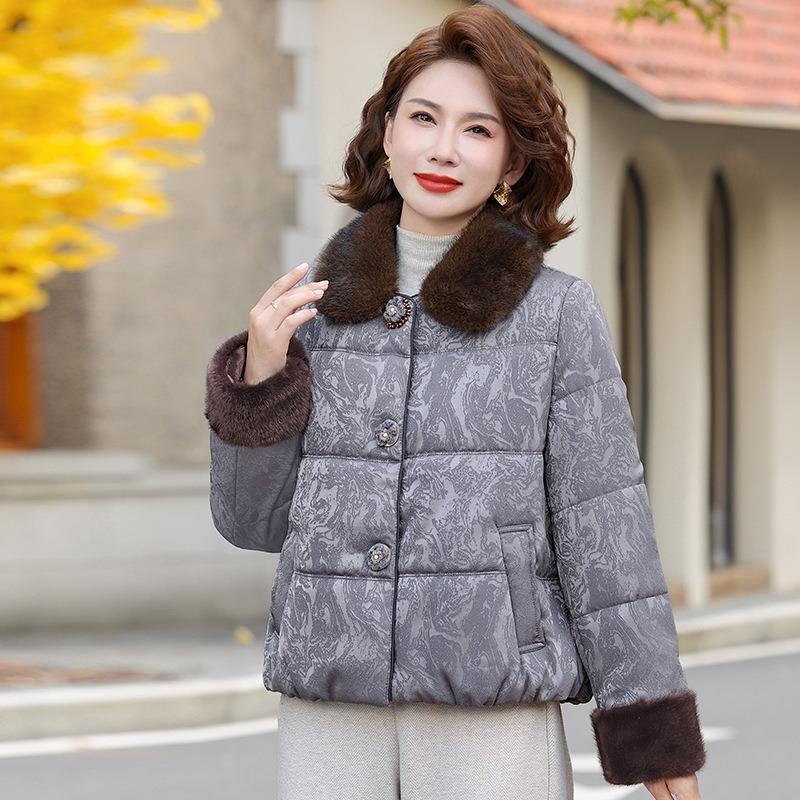

Type padded jacket padded jacket fur collar high-end new short high-grade warm winter down padded jacket 5XL [recommended 150-80kg] серый