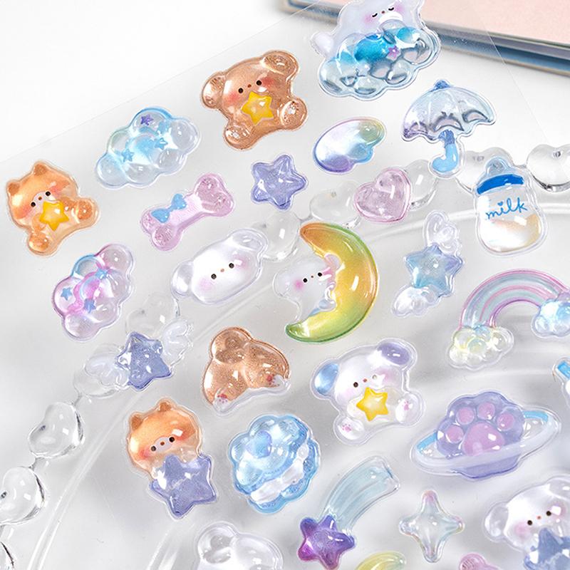 דף 1 מדבקות תלת מימד מצחיקות מתוקות של חיות קטנות, סקראפבוקינג, עשה זאת בעצמך, קישוט יומן, כלי כתיבה ליומנאות, מדבקות קוואי