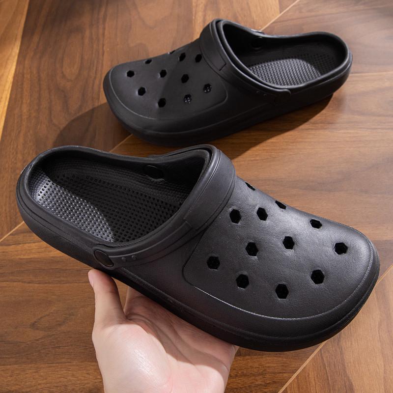 Unisex Summer Lightweight Non-slip Beach Sandals, Two-Wear Closed-Toe, Breathable Dual-Color Slippers