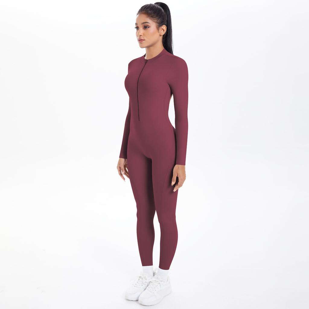 Costum Yoga cu Fermoar Scurt pentru Ridicarea Șoldurilor, Salopetă Pantaloni Lungi, Salopetă Fitness pentru Alergare și Timp Liber în Aer Liber, Salopetă pentru Femei