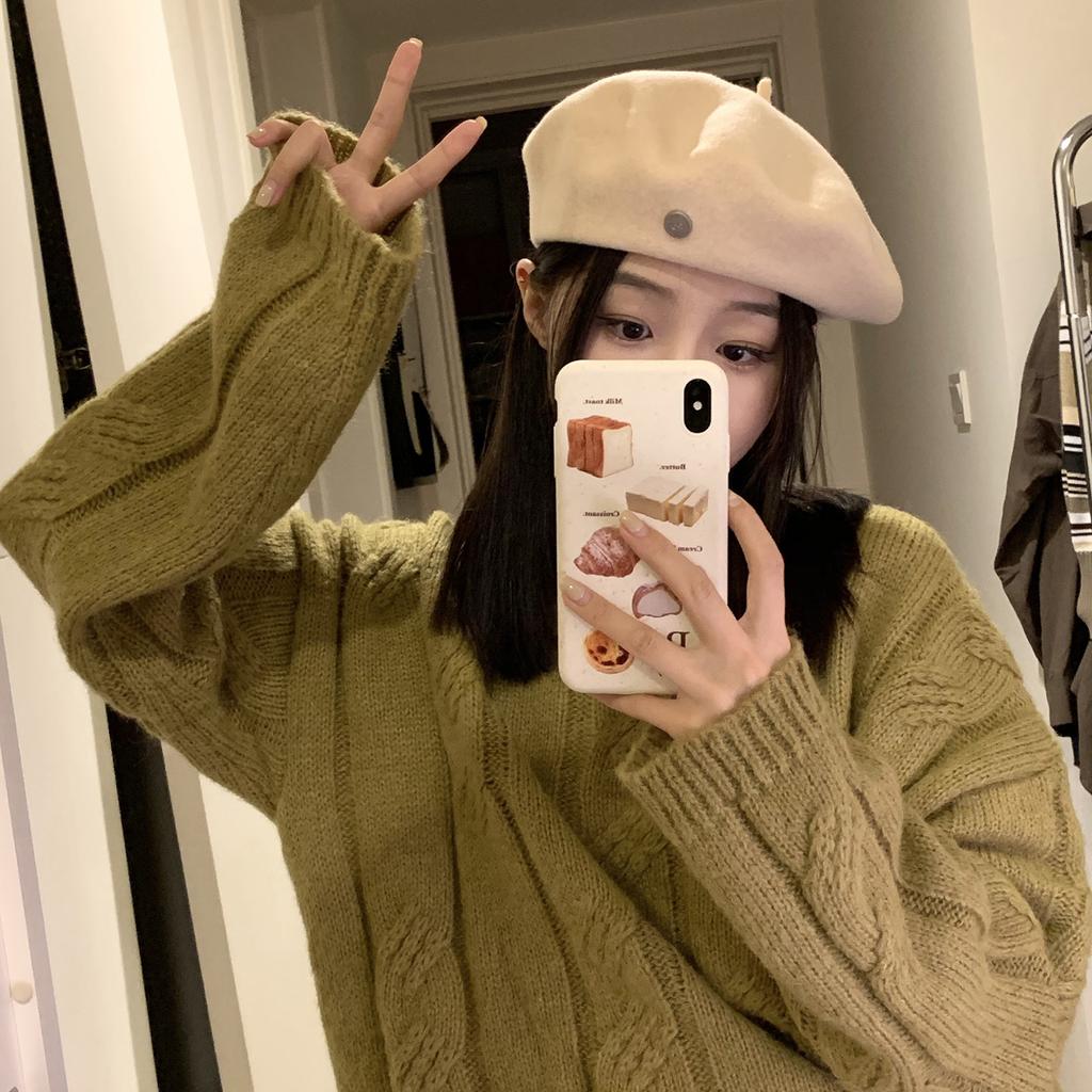 Autumn And Winter Metal Standard Wool Beret Female Korean Version Literary And Retro Painter Hat Showing Face Small Cloud Hat