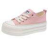 Small muffin thick-soled heightening board shoes women's 2025 spring new low-top canvas shoes lace-up casual little white shoes