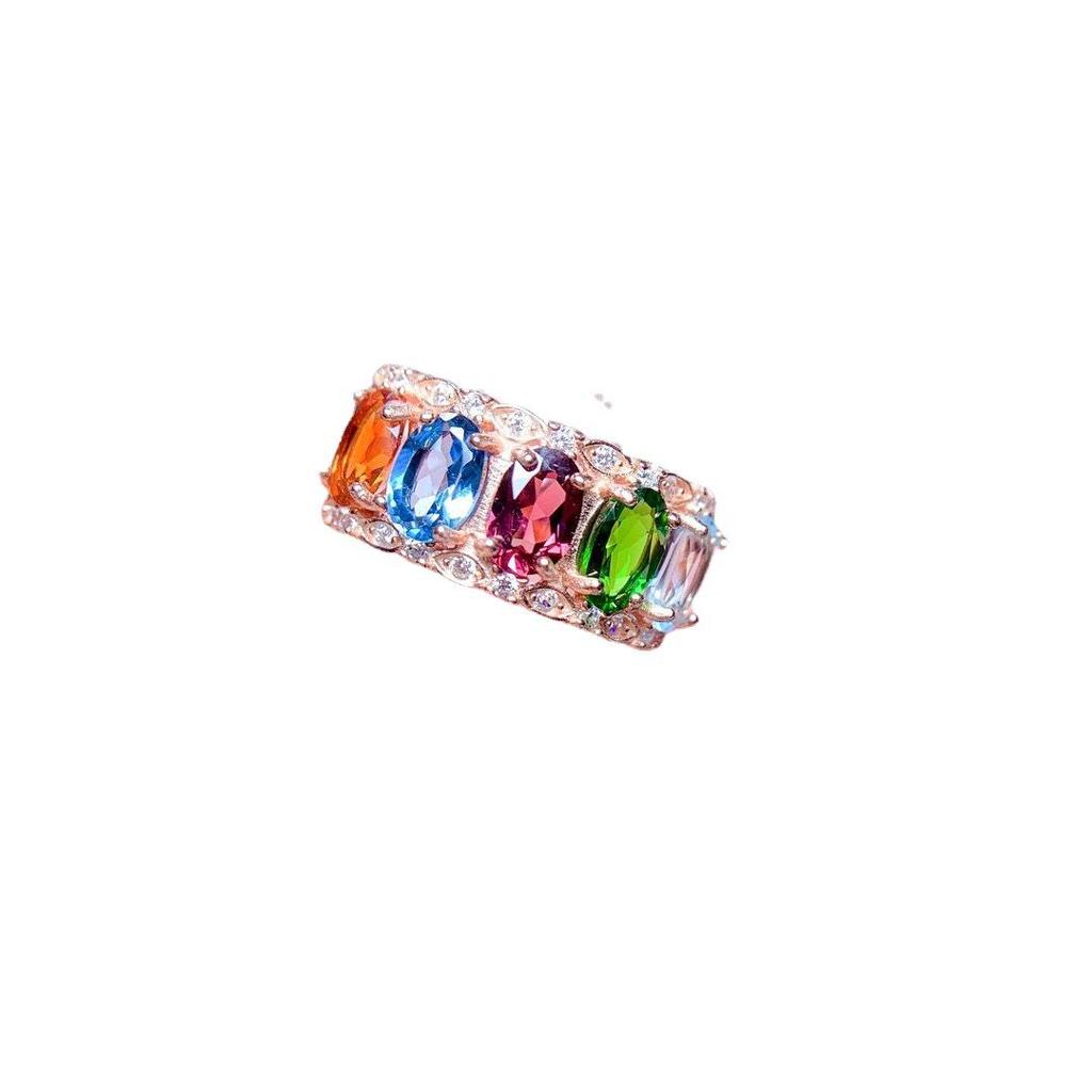 Women's Multi-Gem Crystal Ring - Adjustable with Colorful Gemstones