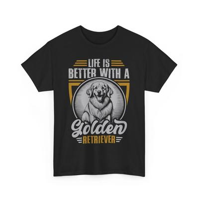 Life Is Better with a Golden Retriever Dog Lover T-Shirt – Funny Puppy Paw Print