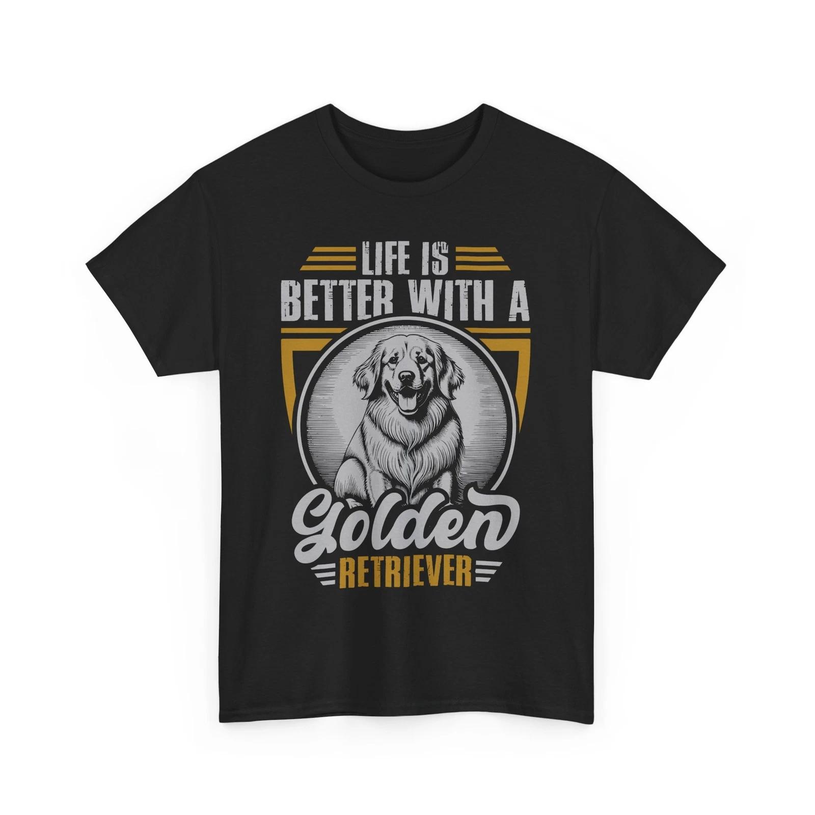 Life is better with a Golden retriever Dog Lover T-Shirt – Funny Puppy Paw Print S