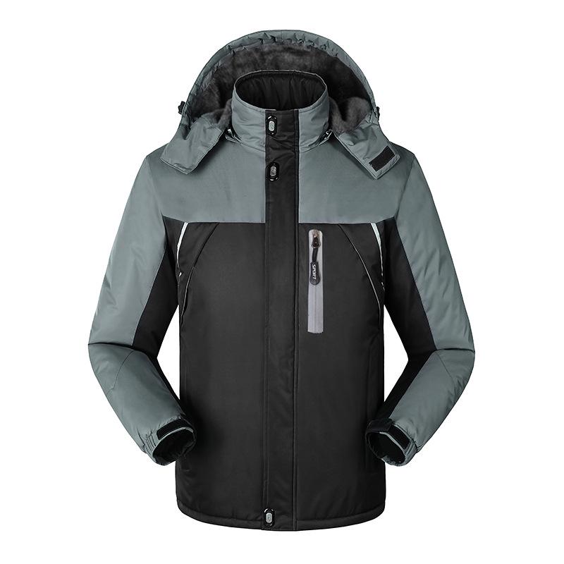 Unisex Fleece-Lined Waterproof Mountaineering Jacket – Thick, Warm, Plus-Size, Windproof 3XL чёрный