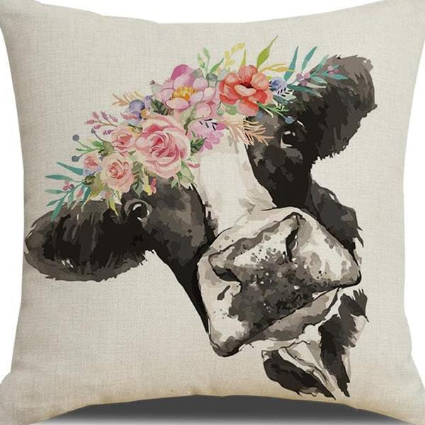 New Creative Cartoon Farmhouse Cow Animal Pillow Case Home Decoration Living Room Car Cushion