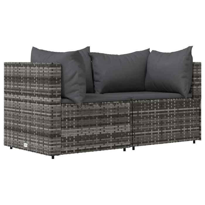 VidaXL Garden Lounge Set 3 Pcs with Cushions Grey Wicker, Outdoor Lounge Set, Furniture Set 319763