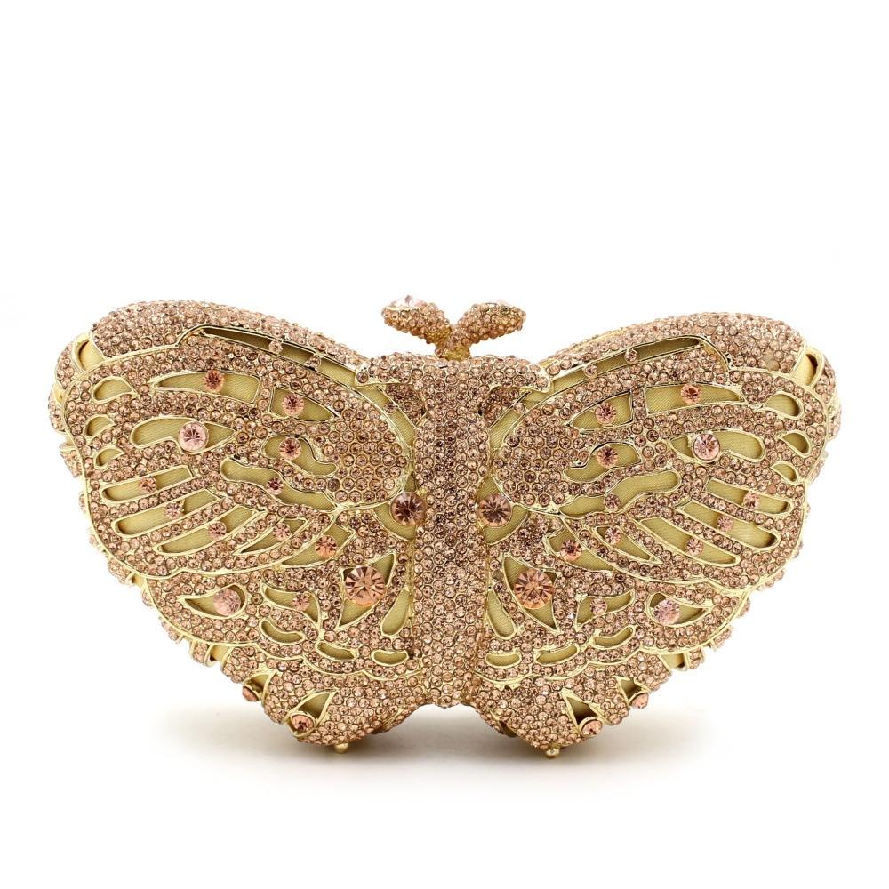 Butterfly Shape Evening Bag Gold Metal
