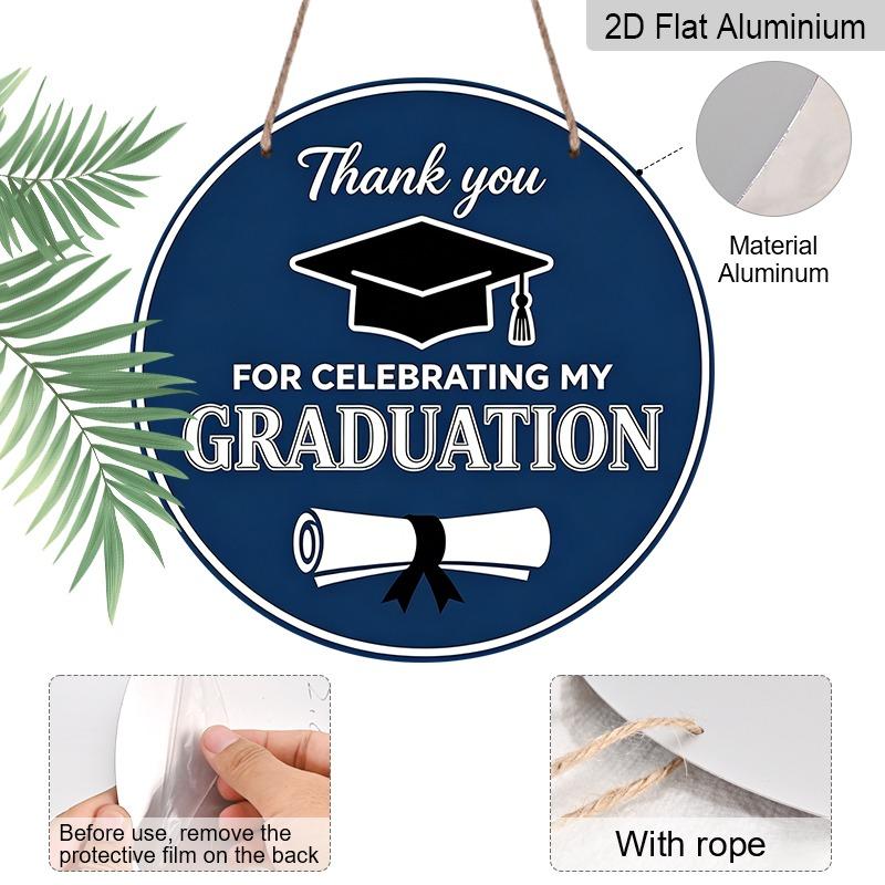 2D Flat Aluminum Graduation-themed Wall Hanging Available In Various Sizes Featuring A Navy Blue Color Scheme A Classic Graduation Element Ideal for
