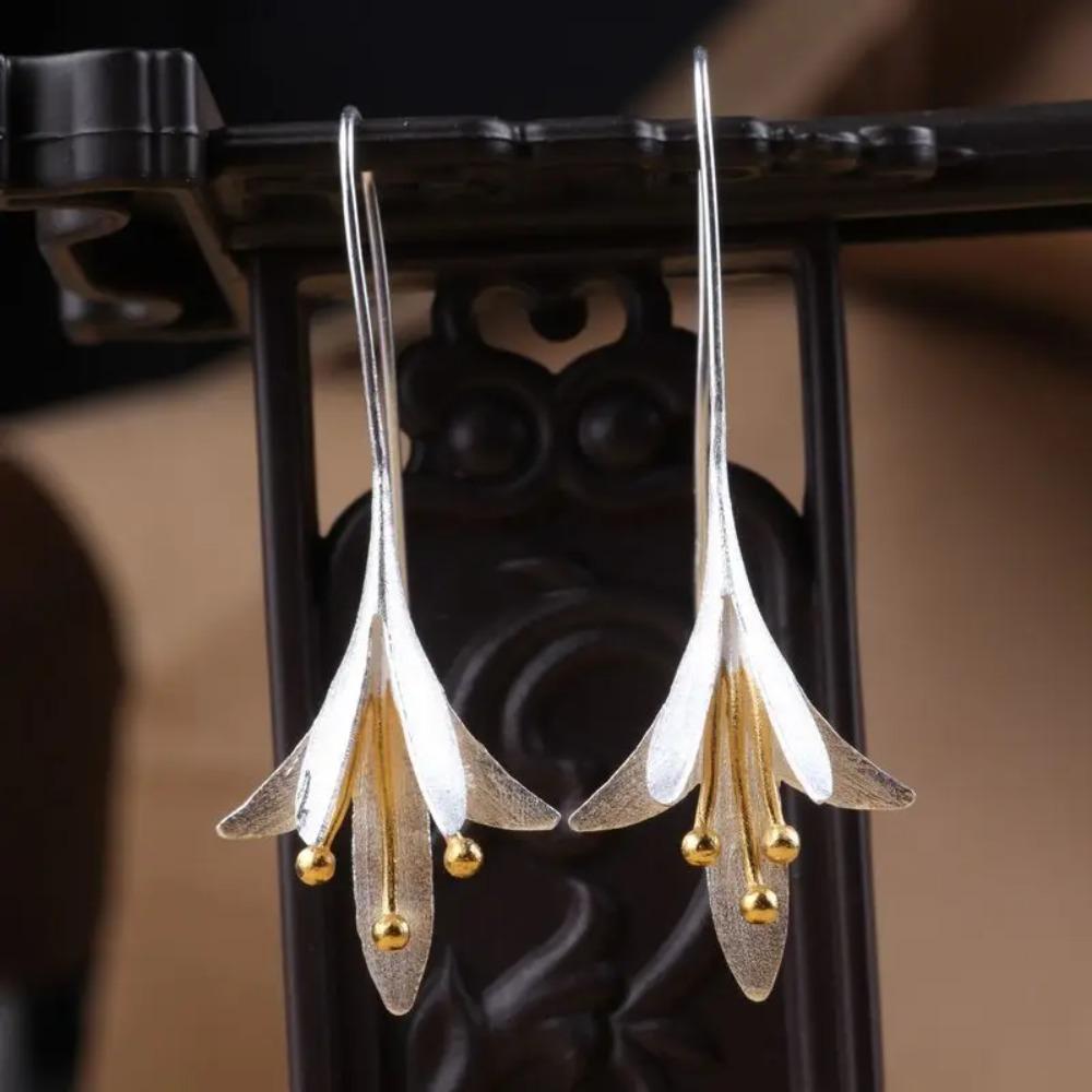 REETI 925 Silver Flowers Long Earrings Elegant Lady Fashion Jewelry Allergy Free Women Earings